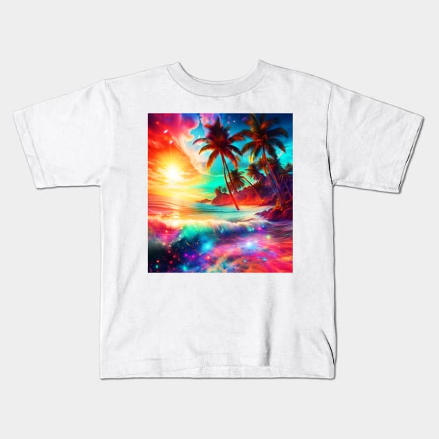 Tropical Island Paradise Kids T-Shirt by Trails I Travel Art